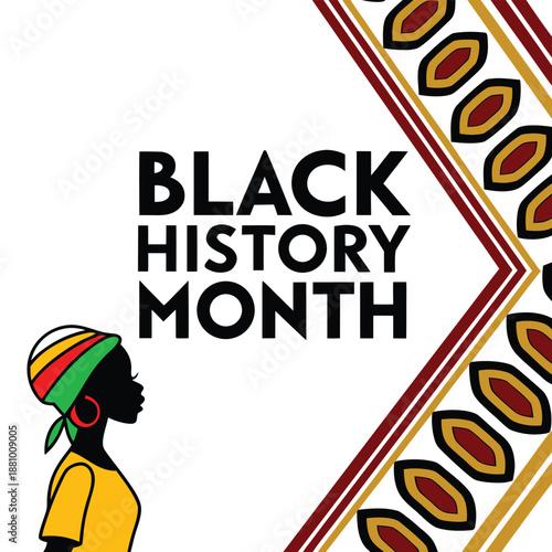 Black History Month Person Silhouette African Pattern Border
