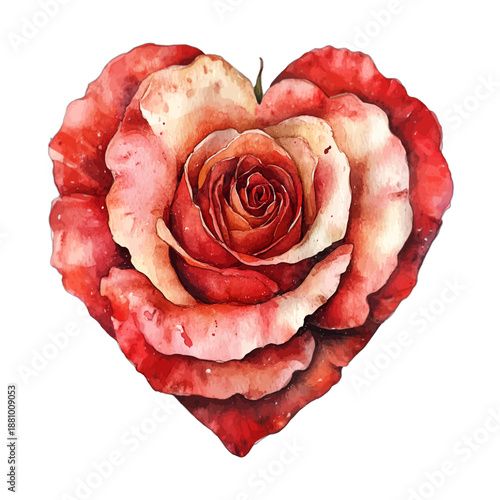 Beautiful heart shaped red and white rose flower
