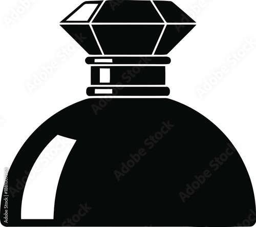 Symmetry perfume bottle icon with diamond cap for high end jewelry fragrance and luxury cosmetic advertising illustration