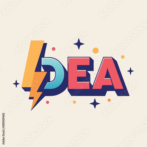 Minimalist Idea Text Logo with Creative Spark Symbol, Conceptual Branding for Innovation and Brainstorming