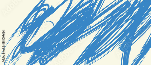 Abstract blue brush strokes on white background