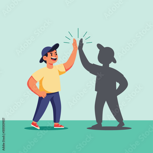 Two Men Giving High Five Illustration.