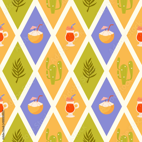 Brazilian carnival abstract geometric seamless pattern