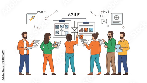 Agile Team Working Together on Strategy and Project Planning