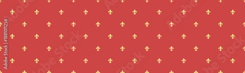 Elegant red and beige fleurdelis seamless pattern.  Perfect for textile design, wallpaper, or branding projects.