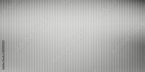 Acrylic satin corrugated glass texture light gray background. Blurred soft ribbed transparent striped door window overlay. Metal silver reeded polycarbonate sheet. Abstract vertical gradient pattern