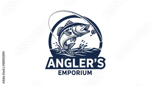 Fishing Adventure, Trout, Angler's Emporium, Logo Design, Aquatic Environment, Graphic Viewpoint, Outdoor Concept