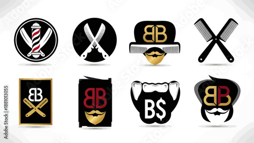 Creative Barbershop Logo Design Showcase Featuring Vintage Elements, Graphic Art, and Branding Concepts