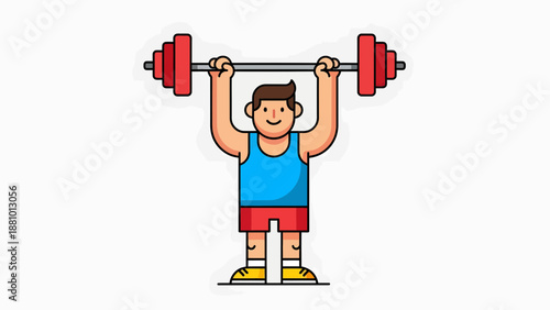 Weightlifting Action, Fitness Enthusiast, Gym, Illustration, Indoor, Side View, Strength and Health Concept