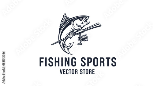 Fishing Sports Logo Design, Vector Art, Creative Store, Digital Illustration, Modern Aesthetic, Graphic Viewpoint, Branding Concept