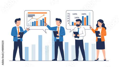 Business Team Analyzing Growth Charts and Financial Data