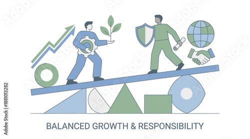 Corporate responsibility and ethical balance illustration