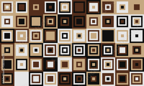 Abstract geometric pattern featuring a grid of nested squares in earthy tones.  Modern, minimalist design ideal for backgrounds, textiles, or website design.