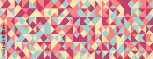 Vibrant geometric pattern featuring a mosaic of pastel triangles.  Ideal for website backgrounds, textile designs, or any project needing a modern, playful aesthetic.