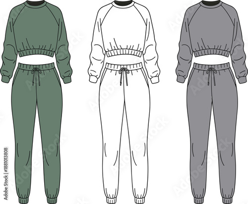 Three Matching Sweatshirt And Jogger Sets In Different Colors tracksuit sweat suit