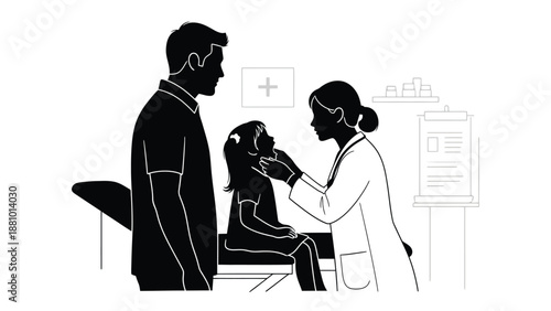 a doctor and a man looking at a woman in a medical setting