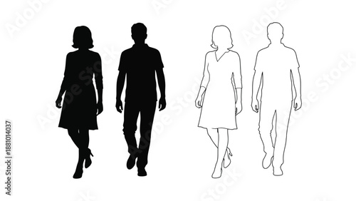 silhouettes of people walking in different styles