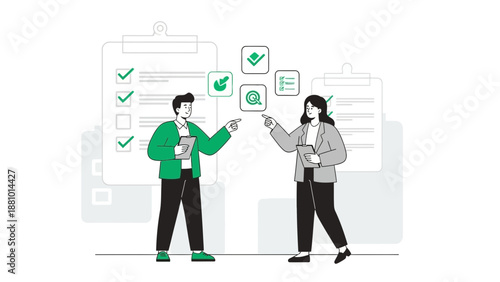 Business meeting: checklist, planning, teamwork, goal setting, strategy, execution