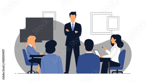 Business Meeting Leadership Team Collaboration Office Illustration