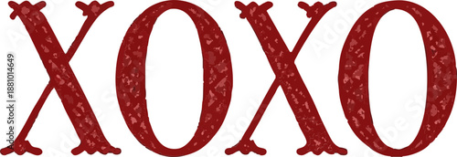 Valentine's Day XOXO Lettering with Red Hearts - Hugs and Kisses Romantic Calligraphy for Love Greetings and Holiday Decor