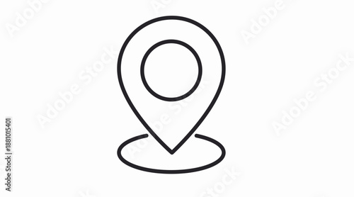 Minimal black and white vector icon of a location pin, representing geolocation, delivery tracking, and navigation. Ideal for ecommerce platforms, online stores, mobile apps, dashboards, and UI, UX de