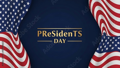 President's day celebrations with patriotic american flags