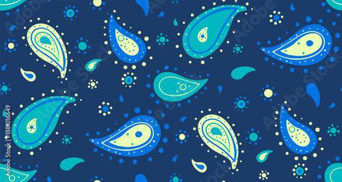 Contemporary flourish paisley scrap. Boho abstract as fashion romance. Classic tile on simplicity flowery.