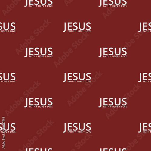 Jesus faith hope love seamless pattern isolated on color background