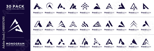 Modern technology letter A abstract logo design collection.