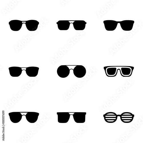 Set of 10 Sunglasses Icons Vector isolated PNG with Transparent Background