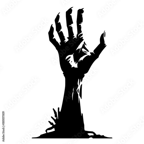 Zombie Hand Rising from the Ground Vector Illustration isolated PNG with Transparent Background