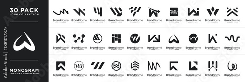 W letter logo icon vector template logo design collection.