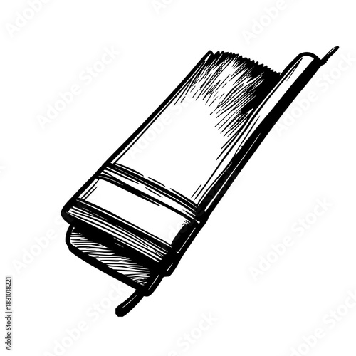 Black line art illustration of a pet hair remover roller head on a crisp white background, ideal for pet care and home cleaning visuals