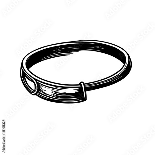 Black line art of cat collar bell silencer on white background – minimalist pet accessory illustration for feline product branding, ecommerce designs