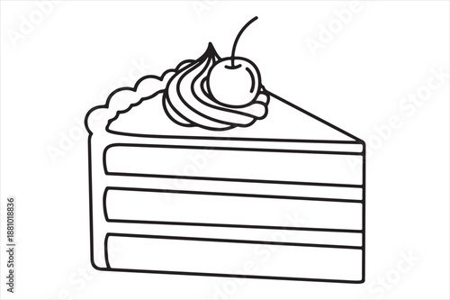 Delicious layered cake with cherry topping Vector