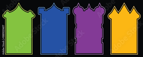 Islamic vector shape of a window or door arch. Ramadan Kareem silhouette icon. Elegant Islamic shape frame set. Vector design Set.