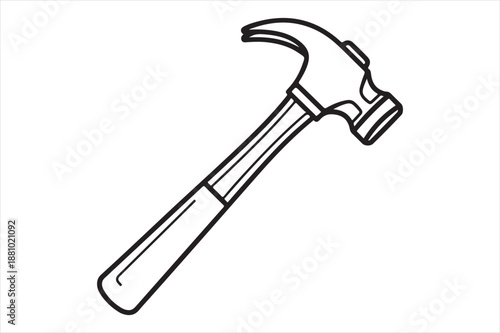 Illustrated hammer with metal head Vector