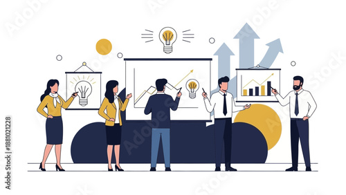 Business Team Collaboration Idea Generation and Growth Strategy Meeting