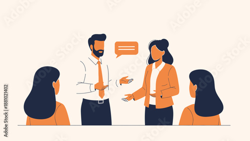 Business meeting with diverse team discussing ideas, teamwork, communication concept