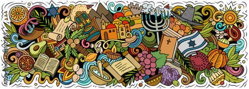 Israel vector cartoon doodle banner design