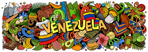 Colorful cartoon doodle vector illustration of Venezuela