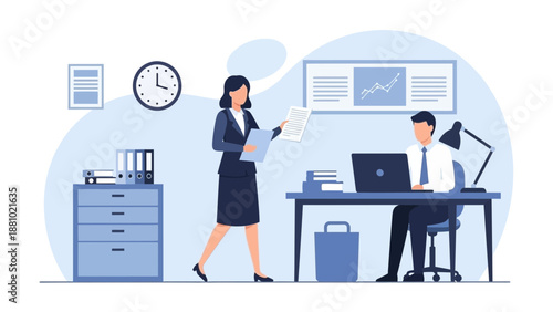 Business people working in modern office, collaboration and productivity concept