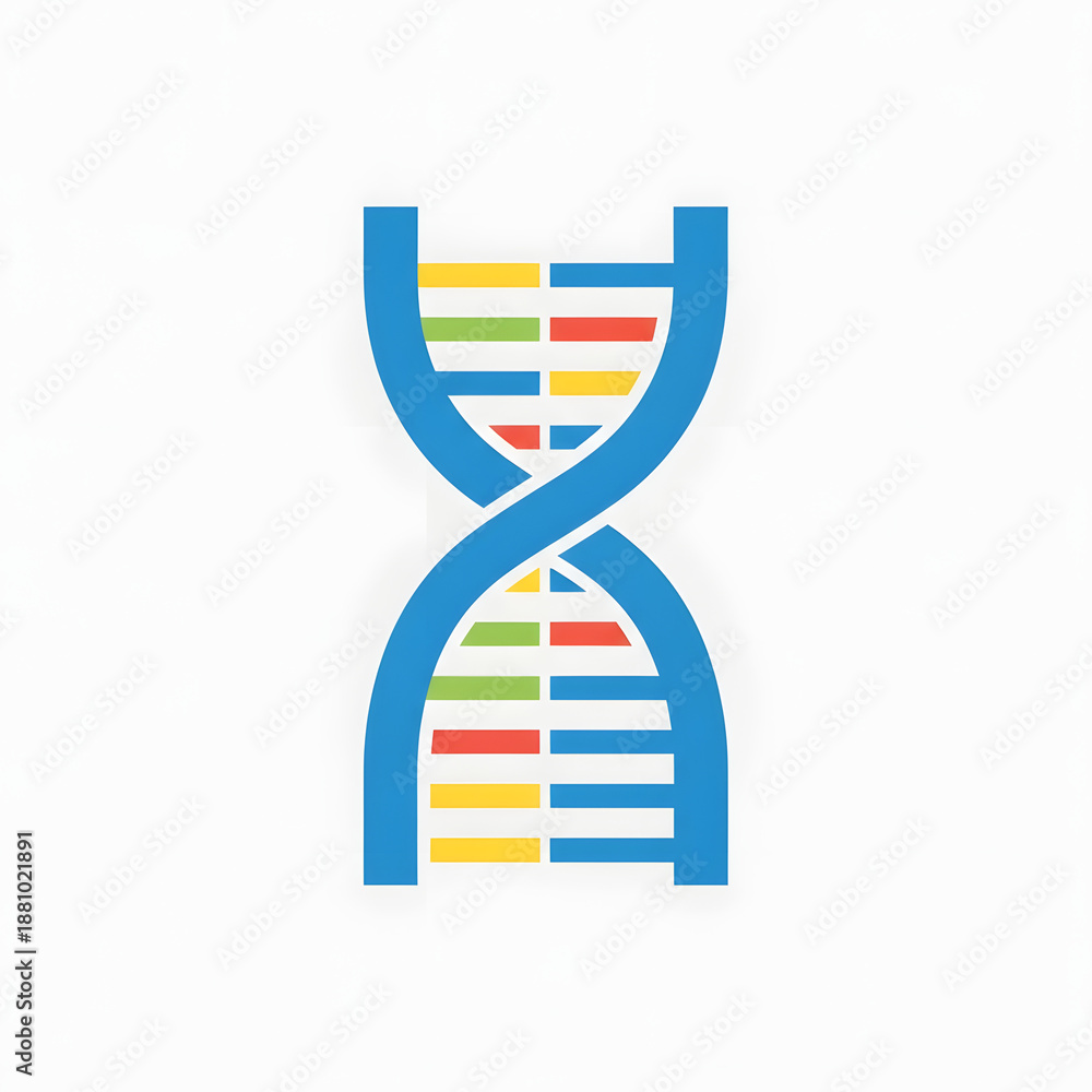 Obraz premium Vibrant DNA double helix structure with colorful segments
