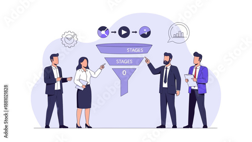 Business Sales Funnel Stages with Teamwork and Analytics