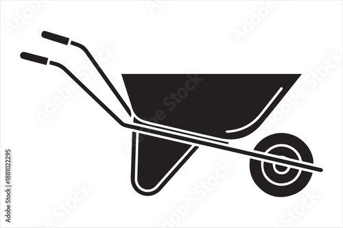 Black wheelbarrow with two handles Vector