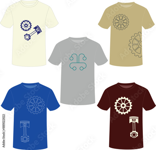 Round neck t-shirt design with auto parts. Some round neck unit t-shirt designs for men. Unique t-shirt design. T-shirt design for men. T-shirt with round neck design.