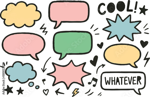 Hand drawn doodle speech bubbles