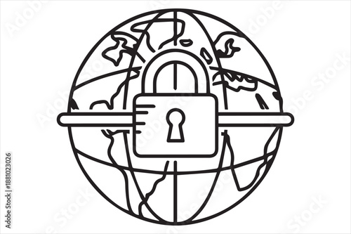 Global security lock Vector