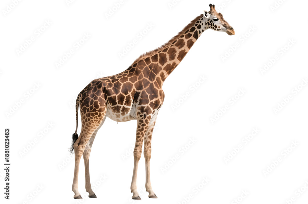 Obraz premium Tall giraffe standing on transparent background