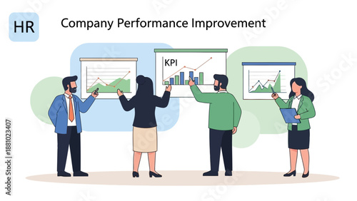 HR Team Analyzing Company Performance Improvement with KPIs